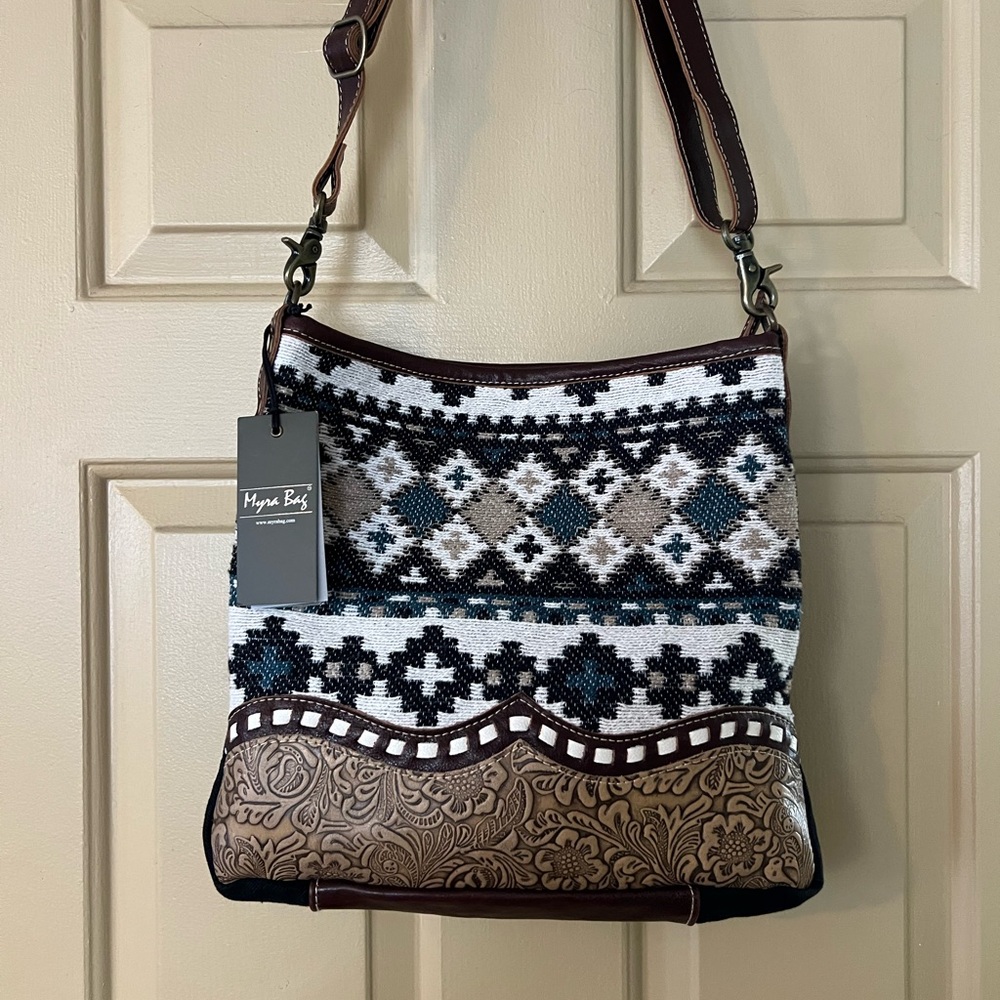 Myra Kingly Brown and Black Patterned Women's Bag